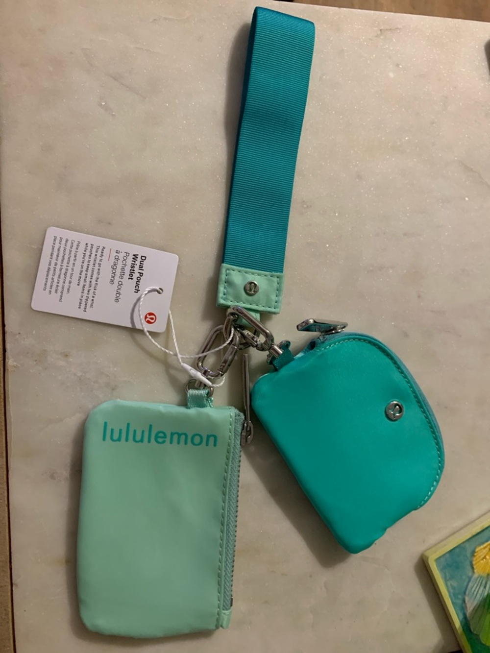 lululemon athletica Teal & Mint Key and Card Holder Wristlet